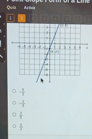 Quiz Active
1 2 4 5 6 γ
- 5/2 
- 2/5 
 2/5 
 5/2 