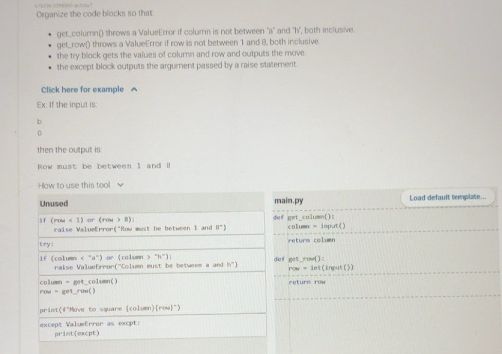 Solved: 676296 5398860 qx3cqy7 Organize the code blocks so that: get ...