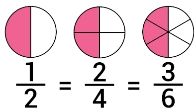  1/2 = 2/4 = 3/6 