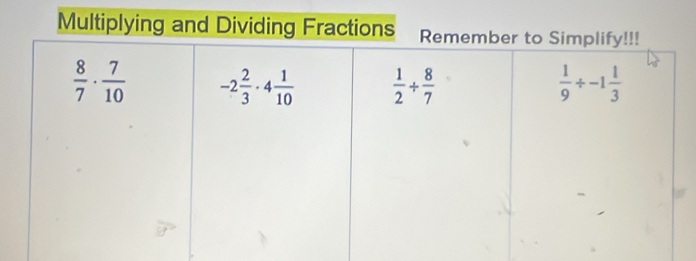 Multiplying and Dividin