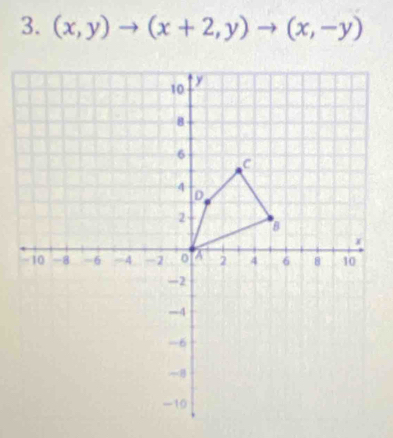 (x,y)to (x+2,y)to (x,-y)