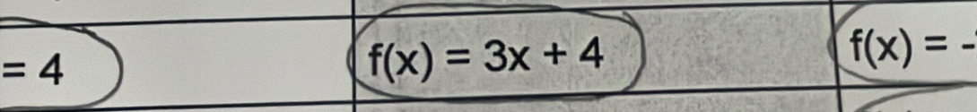 =4
f(x)=3x+4
f(x)=-