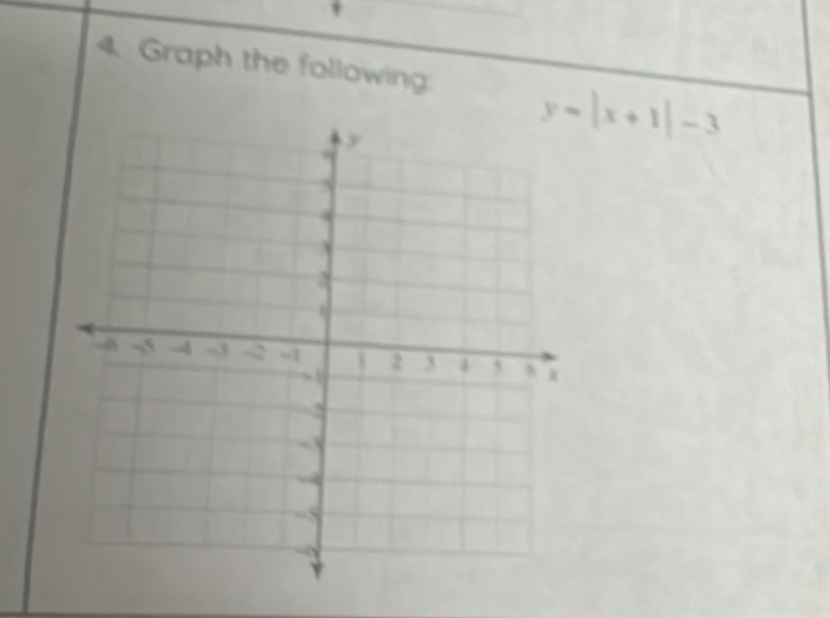 Graph the following
y=|x+1|-3