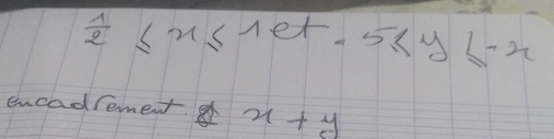  1/2 ≤ x≤ 1et-5≤ y≤ -x
encadlement. x+y