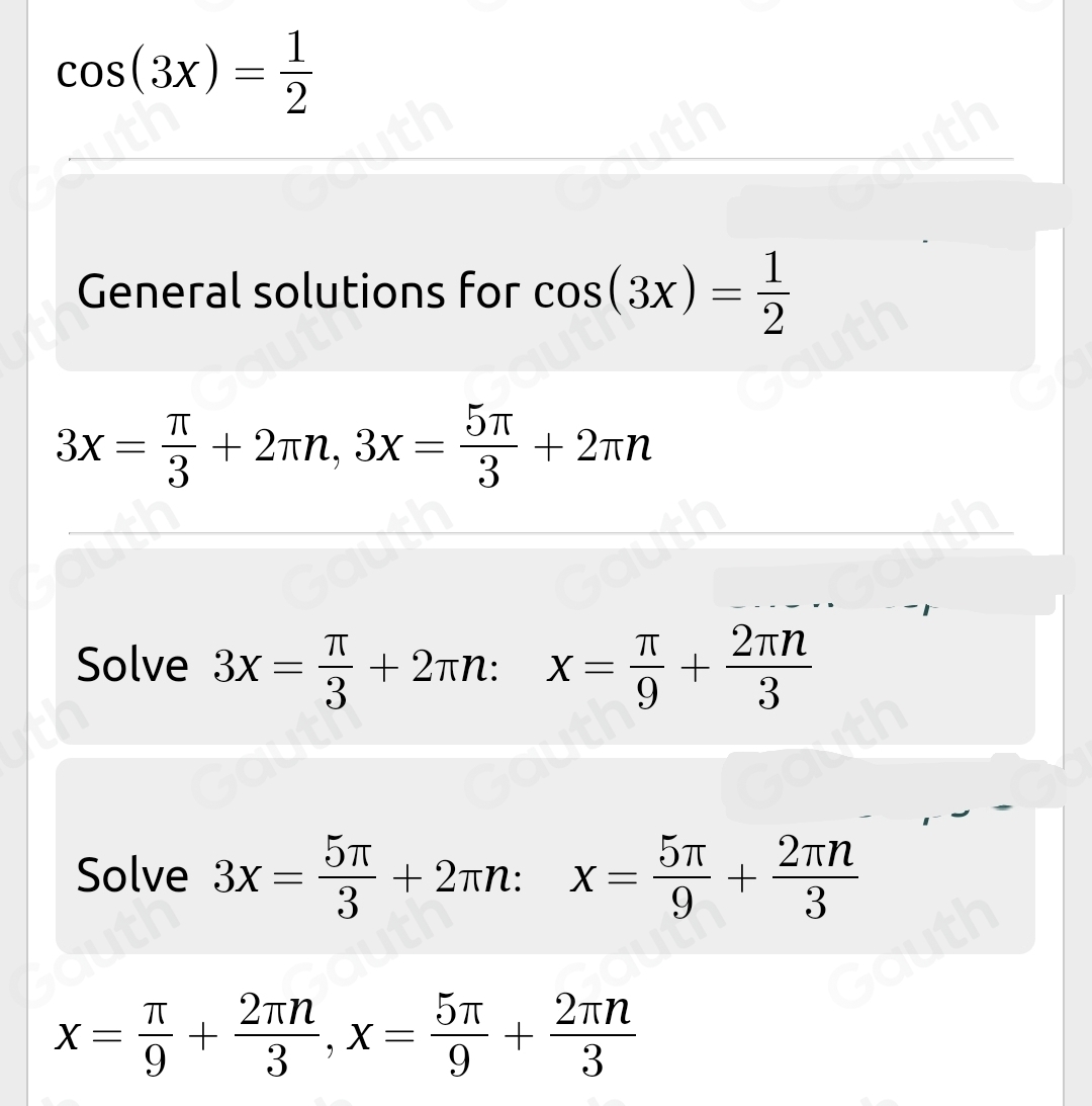 Solved: The function m is given by m(x)=cos (3x). Find all input values ...