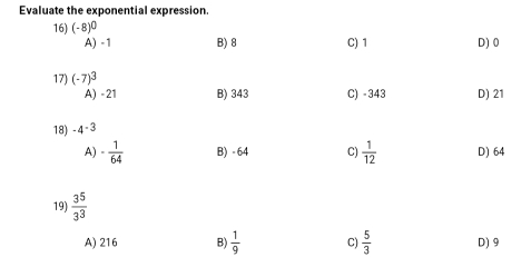 Evaluate the exponential expression