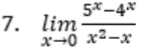 limlimits _xto 0 (5^x-4^x)/x^2-x 