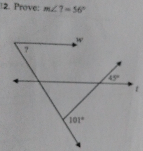 Prove: m∠ ?=56°