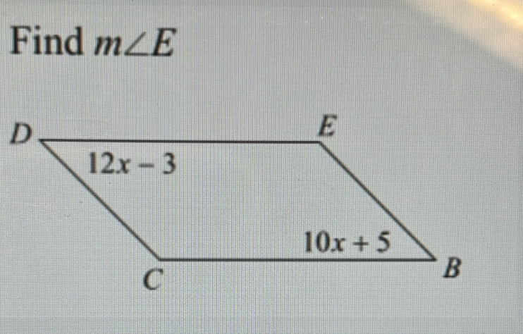 Find m∠ E
D