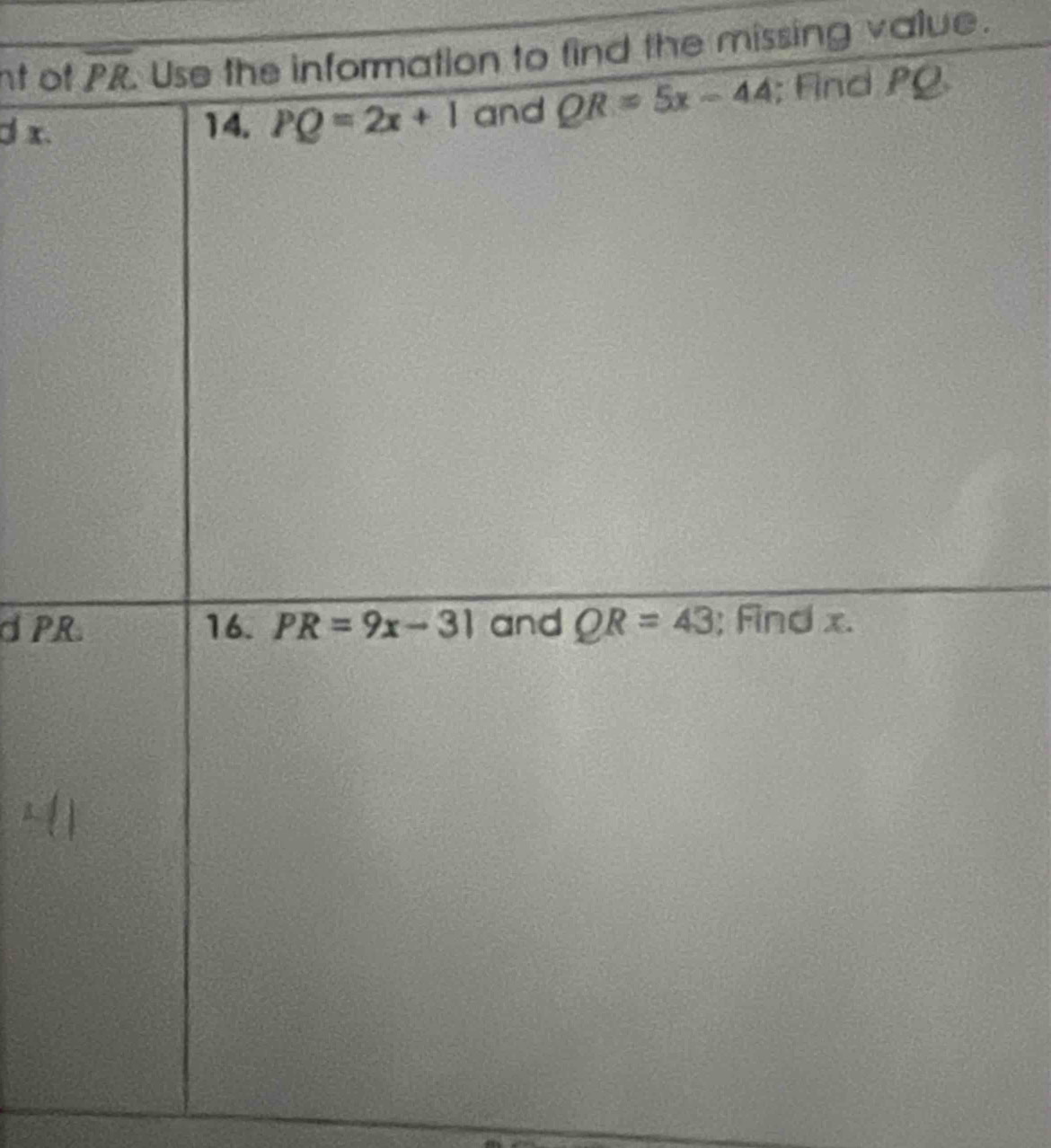 nt o to find the missing value.
d x.
d P