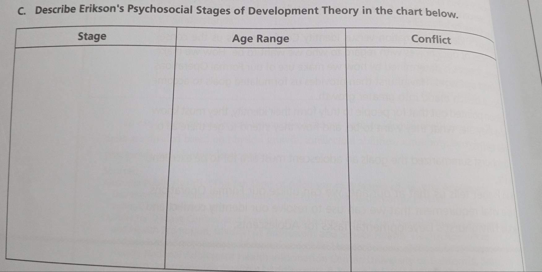 Solved: Describe Erikson's Psychosocial Stages of Development Theory in ...