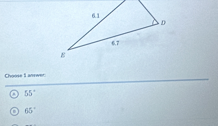 Choose 1 answer:
a 55°
a 65°