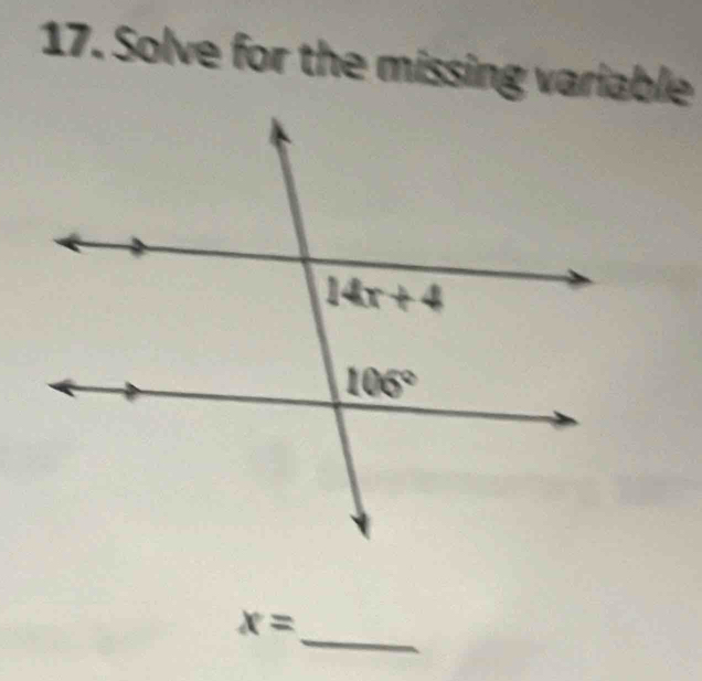 Solve for the missing variable
_
x=