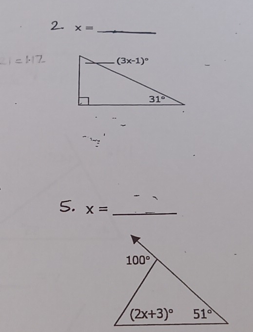 x= _
5. x= _