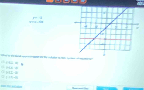 y=-3
y=x-48
What is the besit approxsmation for the solution to this systern off eapations?
(-12,-8)
(-23,-3)
(-22,-3)
(-1.5,-3)
Wafi dis Lord retins Sawe and Eee