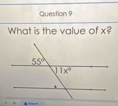 What is the value of x?
+ - Sheet1