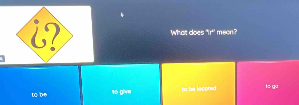 What does "ir" mean?
to be to give to be located
to go