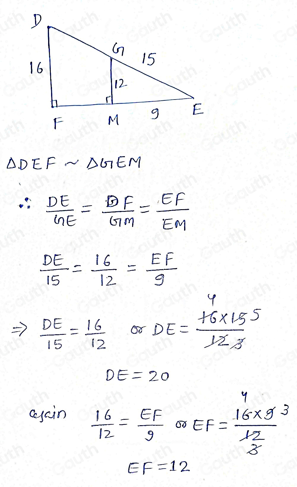 Solved: (Similar Triangles HC) An image of similar triangles is shown ...