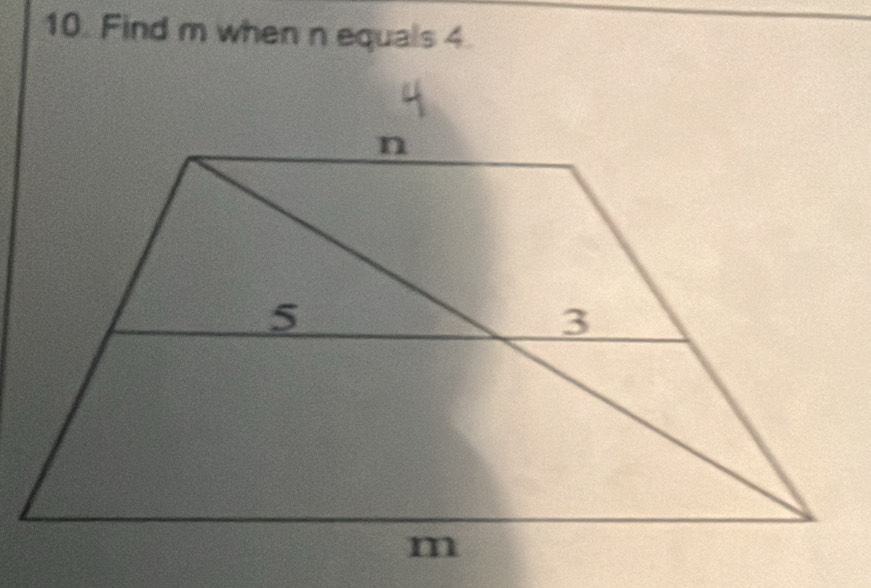 Find m when n equals 4