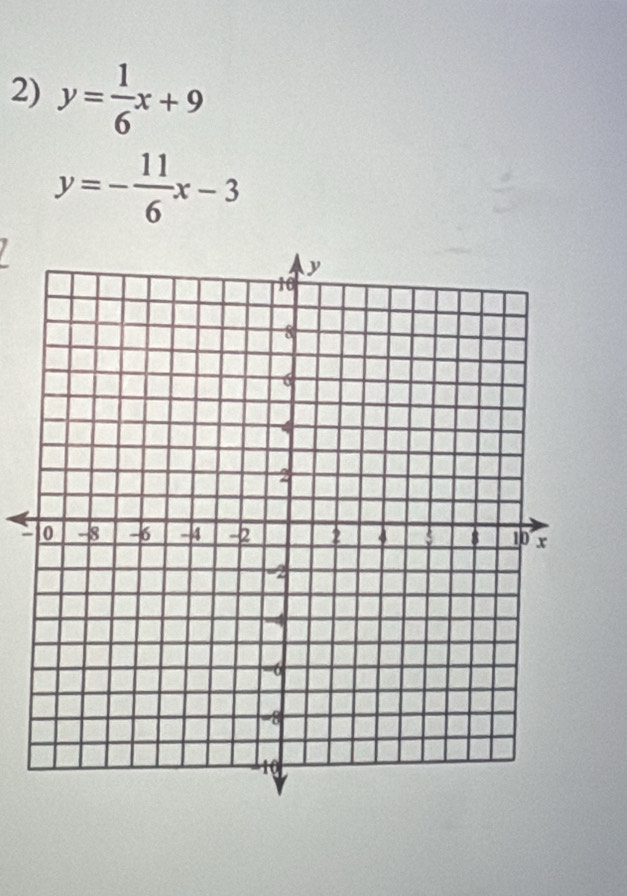 y= 1/6 x+9
y=- 11/6 x-3