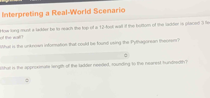 Solved: Interpreting a Real-World Scenario How long must a ladder be to ...