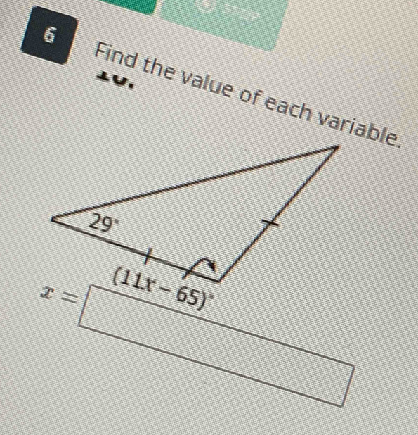 STOP
⊥V.
6  Find the value of each variable