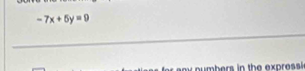 -7x+5y=9
_ 
numbers in the expressi