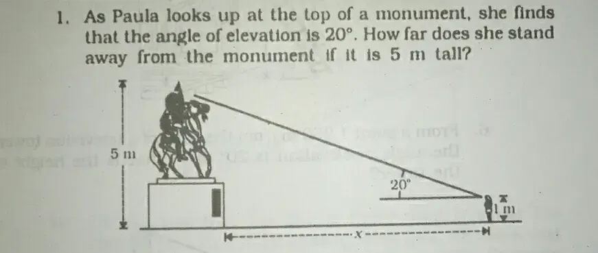 Solved: As Paula looks up at the top of a monument, she finds that the ...