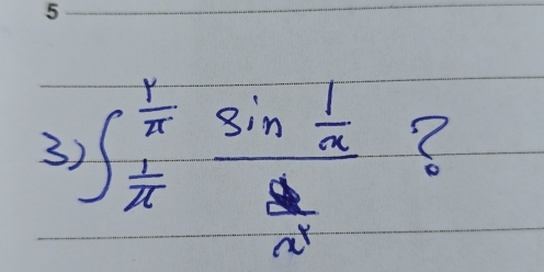 3 ∈t _ 1/π  ^ 1/π  frac sin  1/a  ?