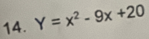 Y=x^2-9x+20