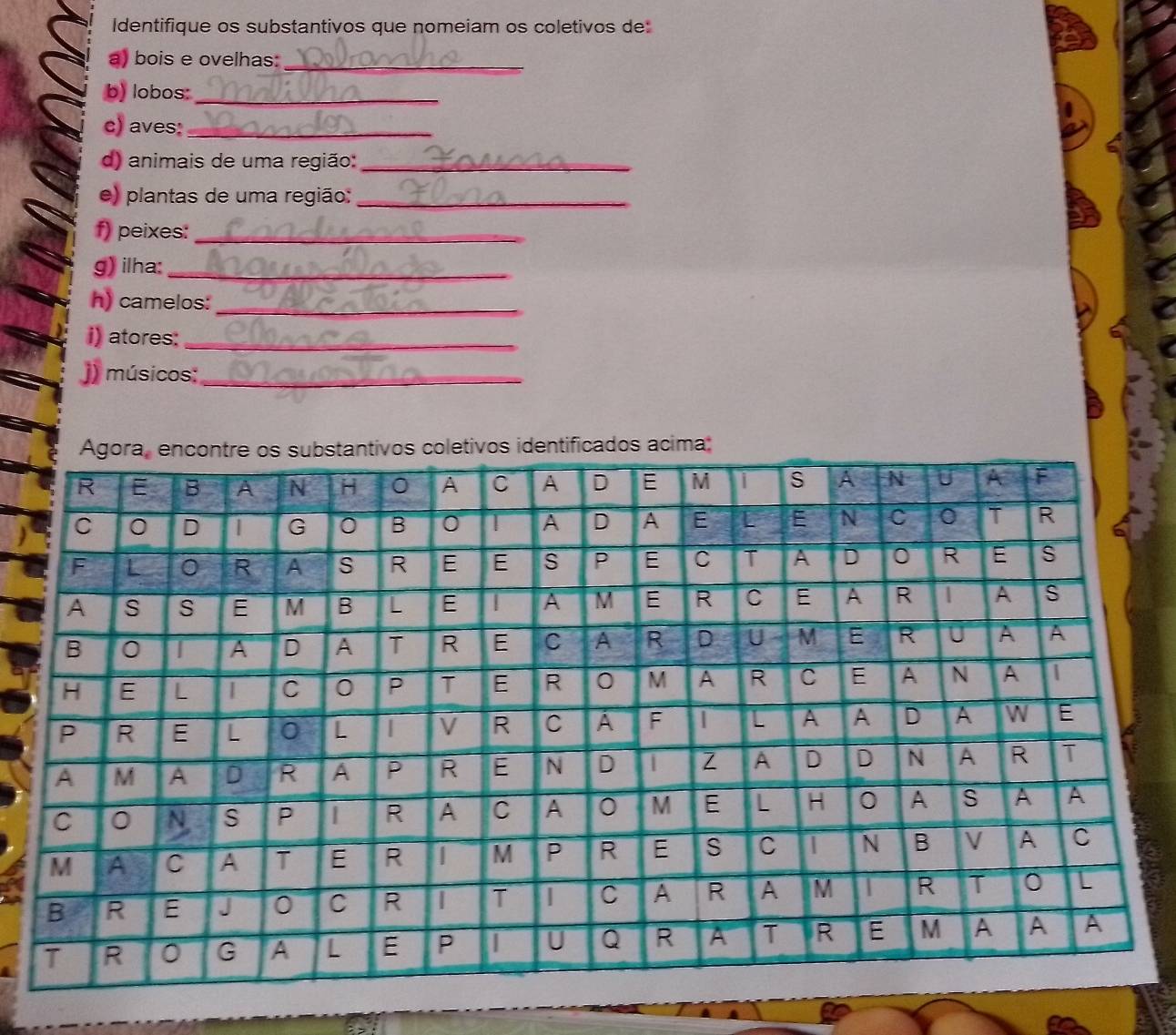 Resolvido:Identifique os substantivos que nomeiam os coletivos de a ...