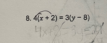 4(x+2)=3(y-8)