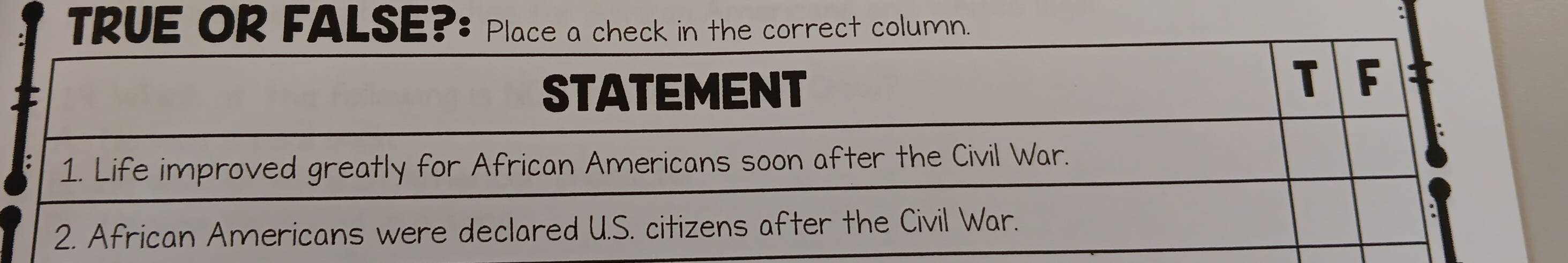 TRUE OR FALSE?:t column.