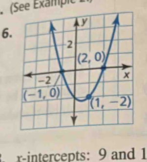 (See Éxample 
6.
x-intercepts: 9 and 1