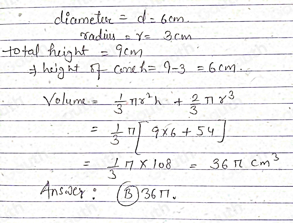 Solved: A hemisphere and a cone have circular bases of equal ...