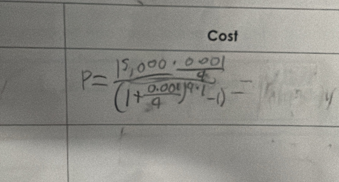 P=frac 15,000· 001(1+ (0.001)/4 )^4.1-1)=1