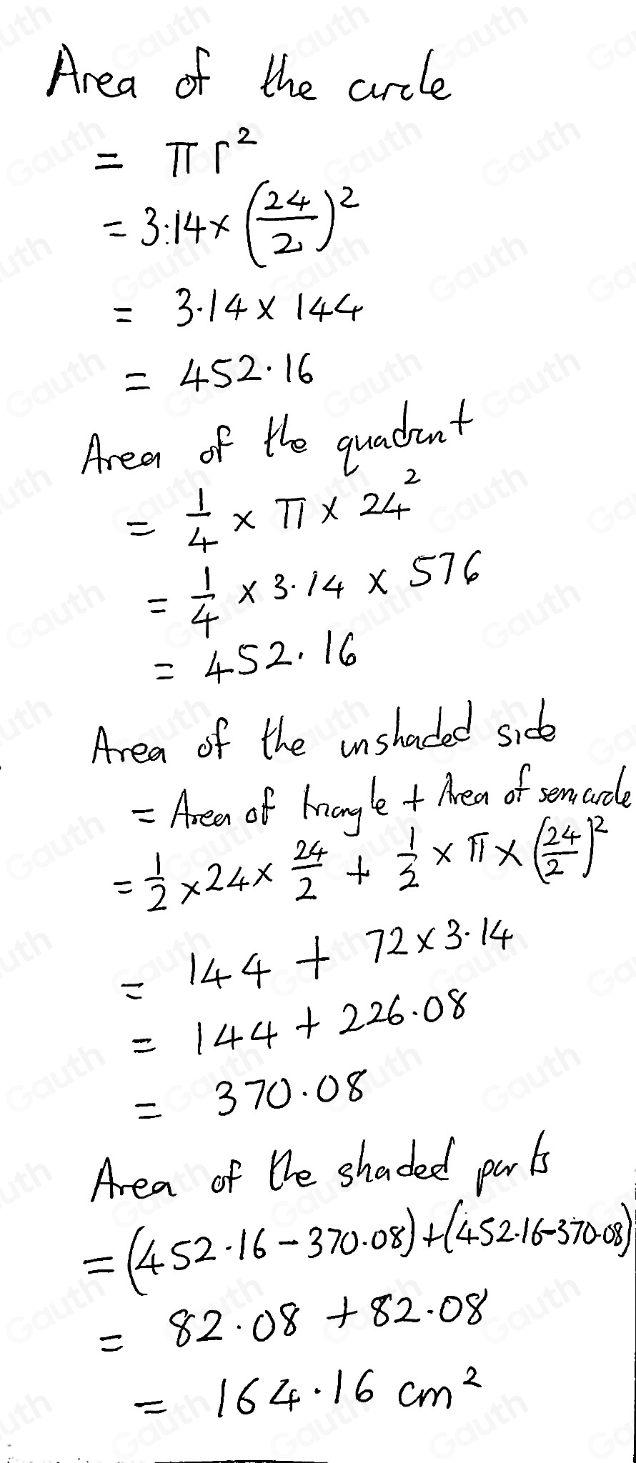 Solved: The figure below is made up of a quadrant and a circle ...
