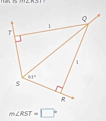 nat is m∠ RSI
m∠ RST=□°