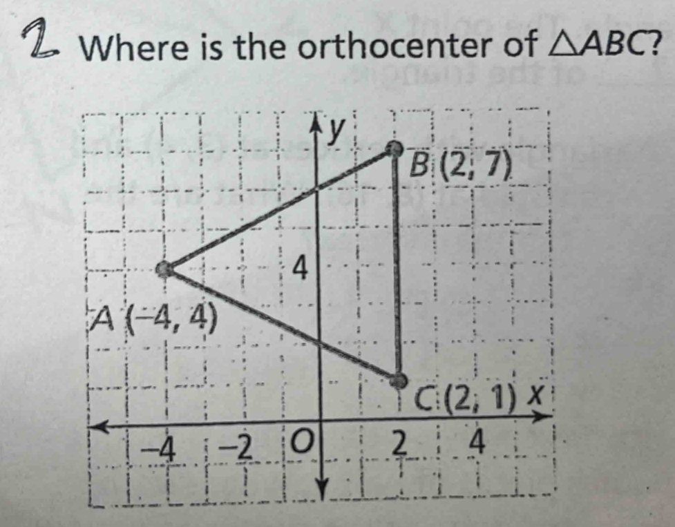 Where is the orthocenter of △ ABC 2