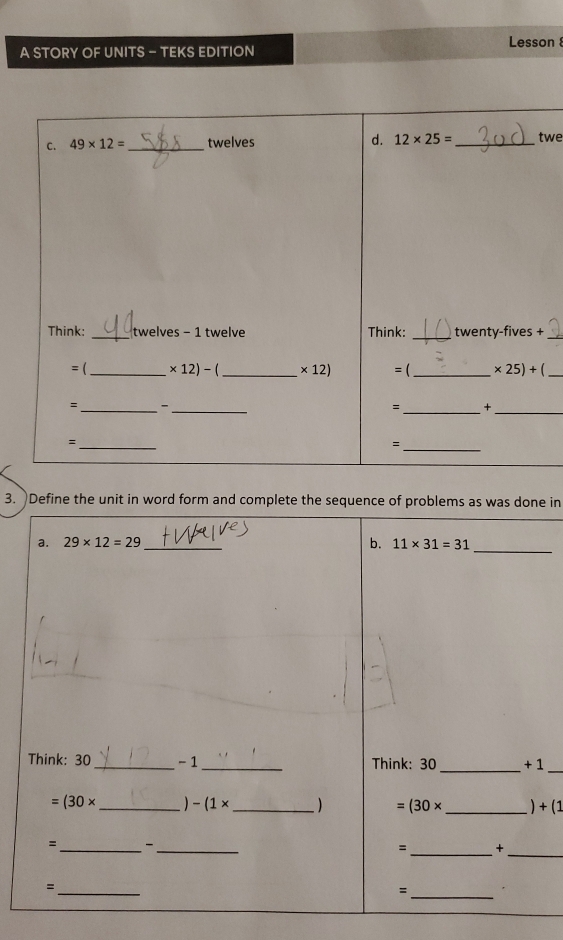 A STORY OF UNITS - TEKS EDITION Lesson 
twe
+_
3. Define the unit in word form and come in
_
)+(1