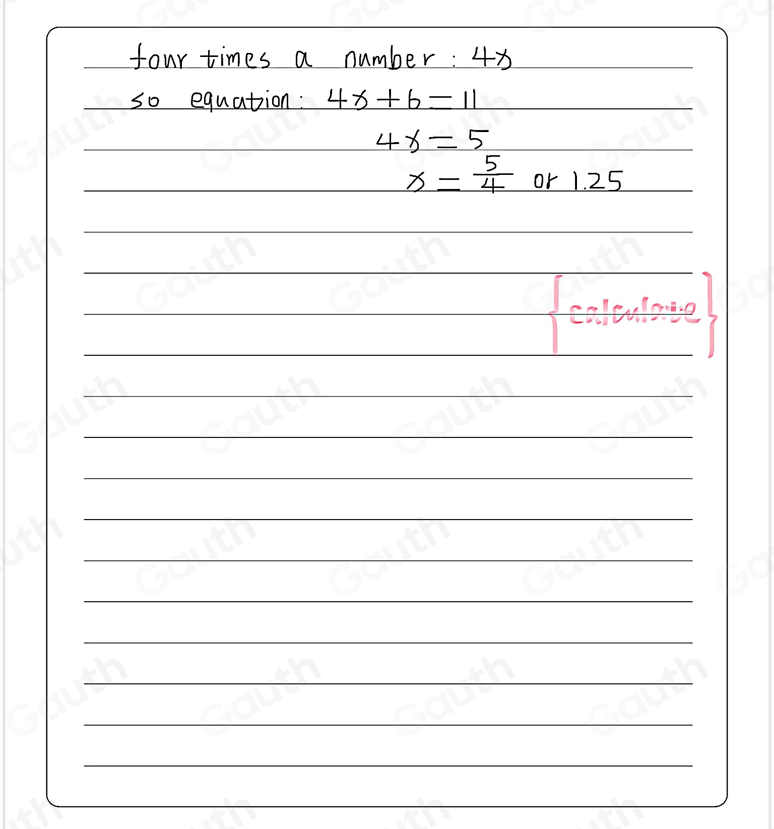 Solved: eleven is six more than four times a number Translate this ...