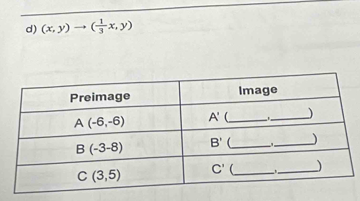 (x,y)to ( 1/3 x,y)