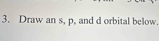 Draw an s, p, and d orbital below.