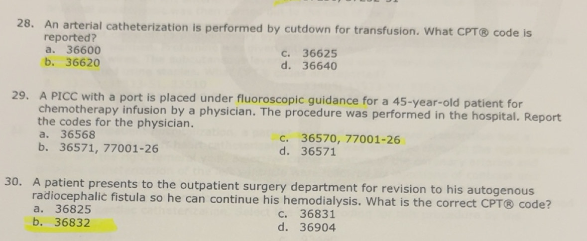 Solved: An arterial catheterization is performed by cutdown for ...