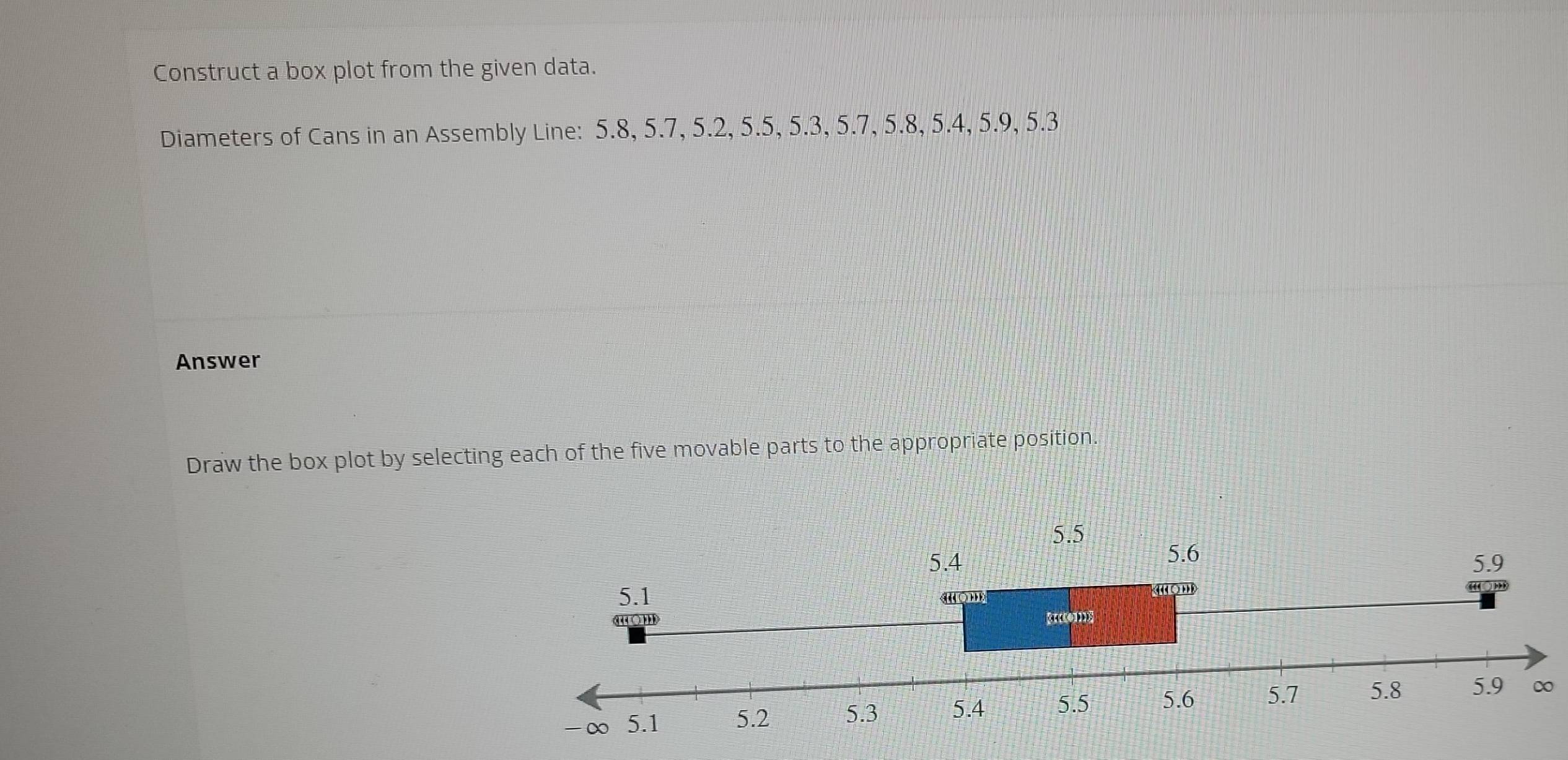 Solved: Construct a box plot from the given data. Diameters of Cans in ...