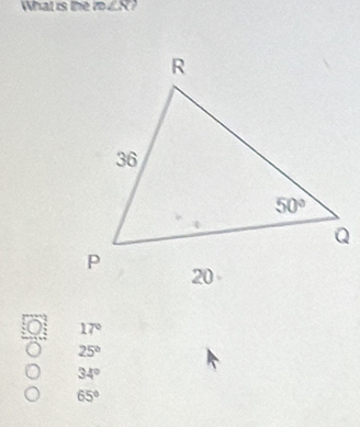 What is the m∠ X
17°
25°
34°
65°