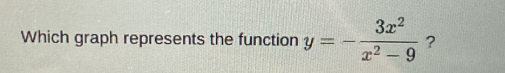 Which graph represents the function y=- 3x^2/x^2-9  ?