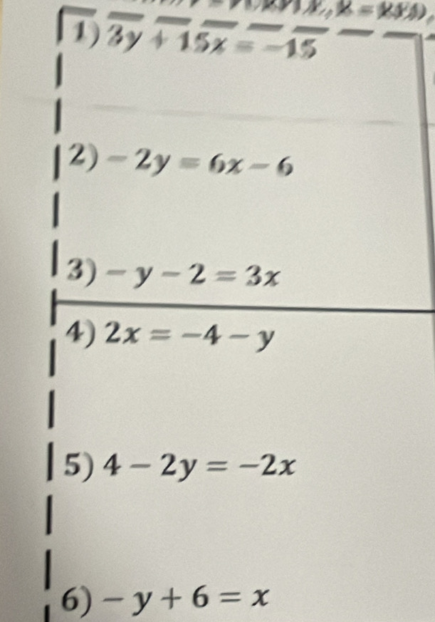 18,18=1884)
6) -y+6=x