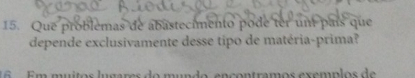 Que problemas de abastecimento pode ter um país que 
depende exclusivamente desse tipo de matéria-prima? 
16 Em muitos lugares do mundo, encontramos exemplos de