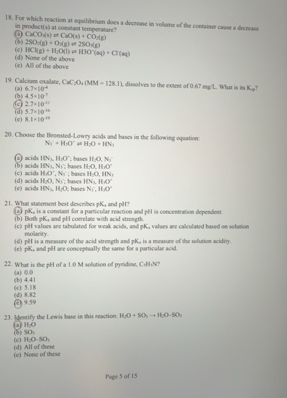 Solved: For which reaction at equilibrium does a decrease in volume of ...